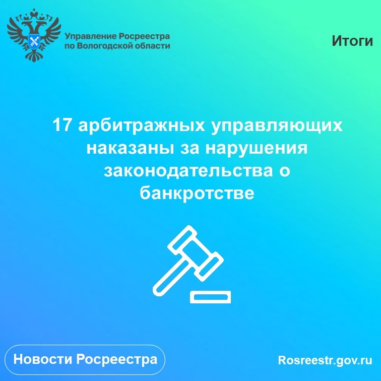 Семнадцать арбитражных управляющих наказаны за нарушения  законодательства о банкротстве.