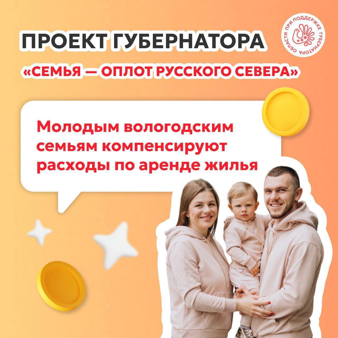 Молодым семьям Вологодчины компенсируются расходы по найму жилого помещения.
